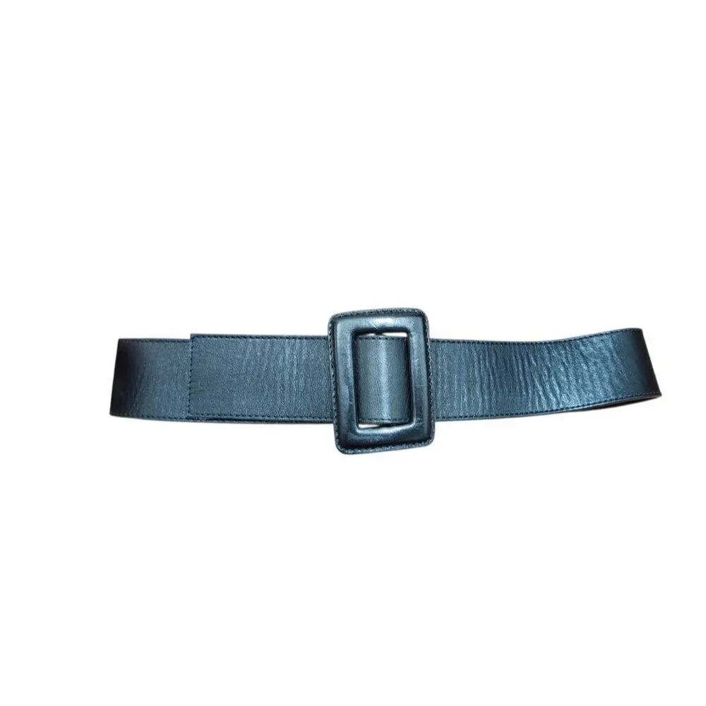 ZAPA Paris Wide Black Leather Waist Belt 100% Calfskin Size T1 Made in France